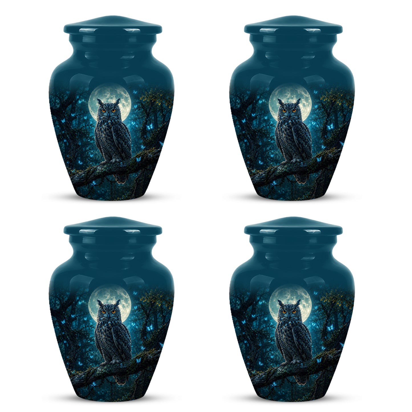 Majestic Horned Owl Burial Urn - Moonlight Owl Funeral Urns For Ashes