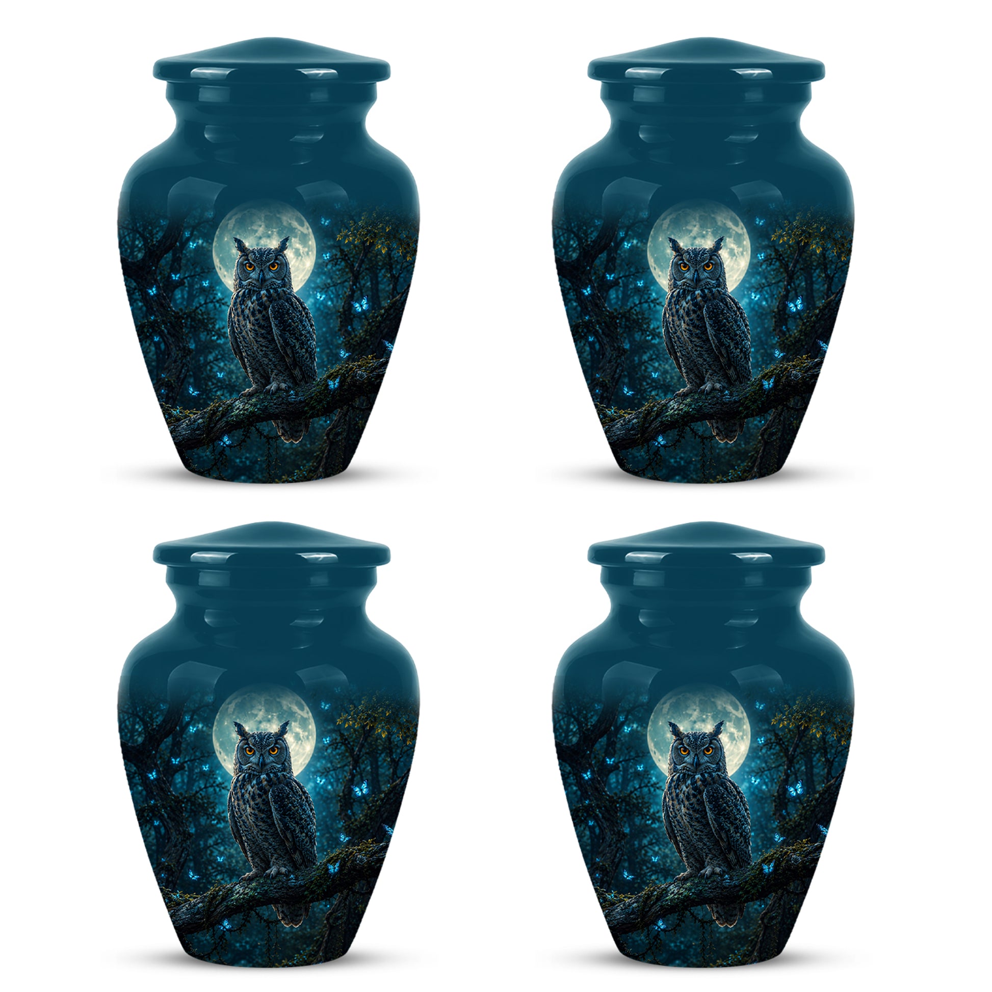 Majestic Horned Owl Burial Urn - Moonlight Owl Funeral Urns For Ashes
