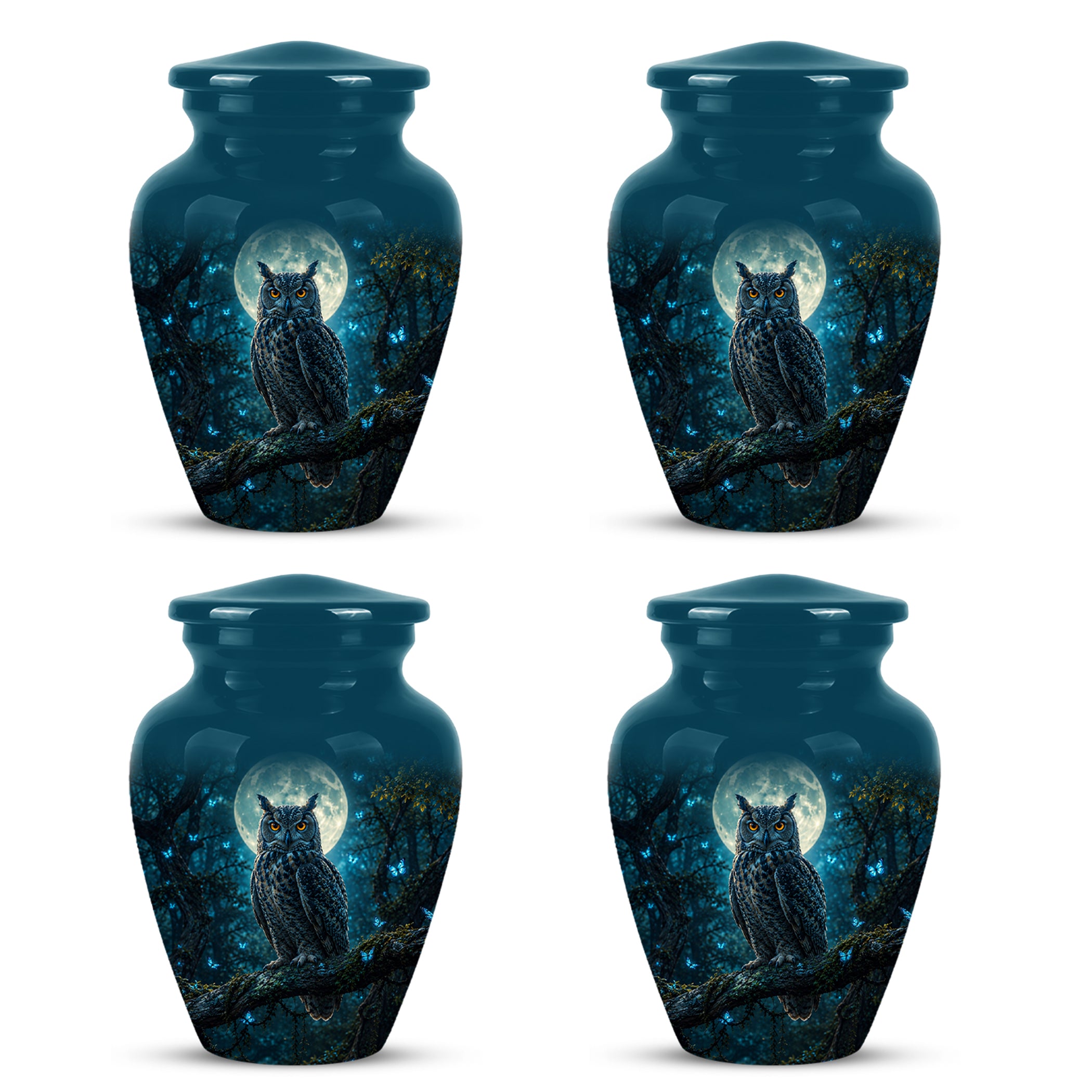 Majestic Horned Owl Burial Urn - Moonlight Owl Funeral Urns For Ashes