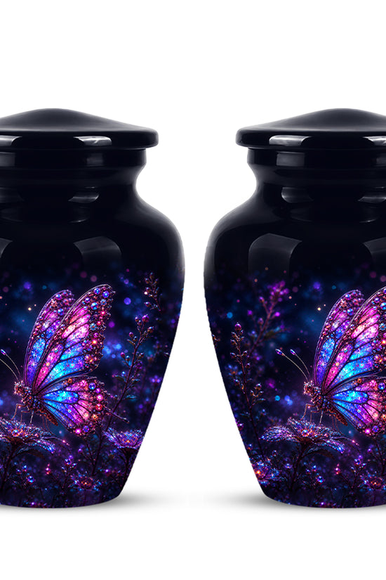 Glowing Purple Butterfly Cremation Urn - Custom Urns For Women Ashes