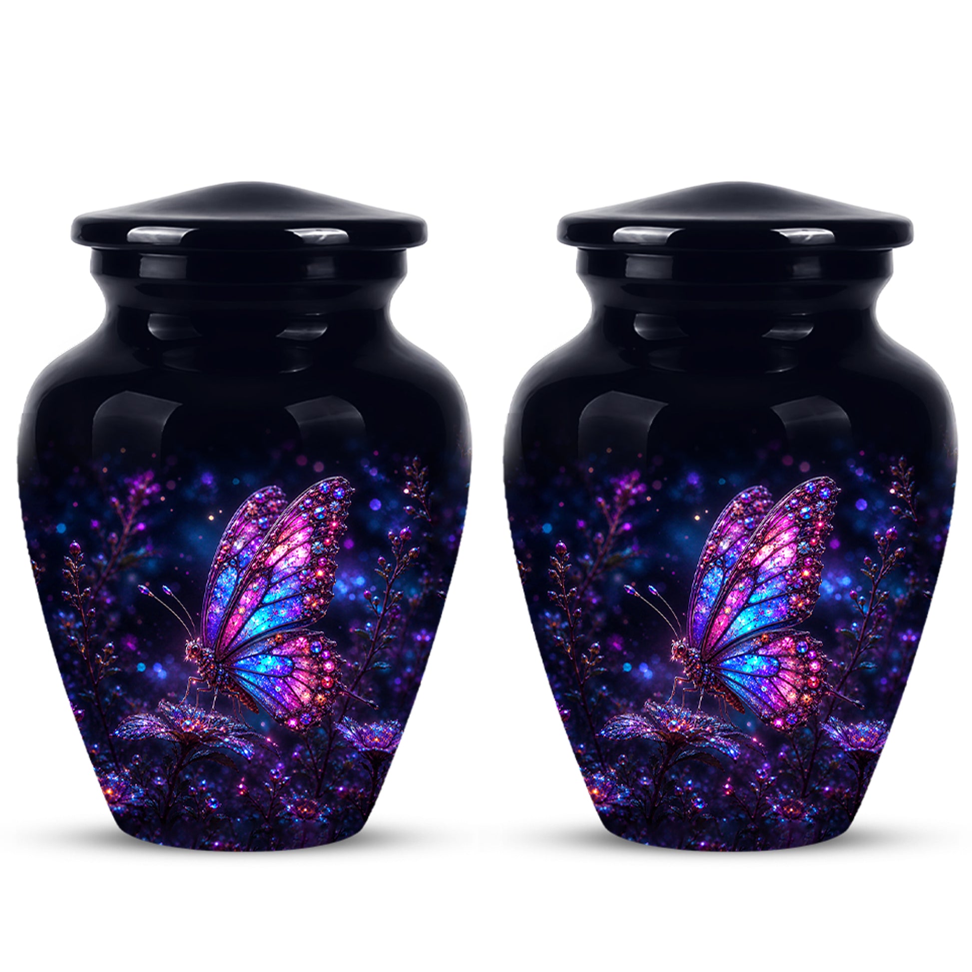 Glowing Purple Butterfly Cremation Urn - Custom Urns For Women Ashes