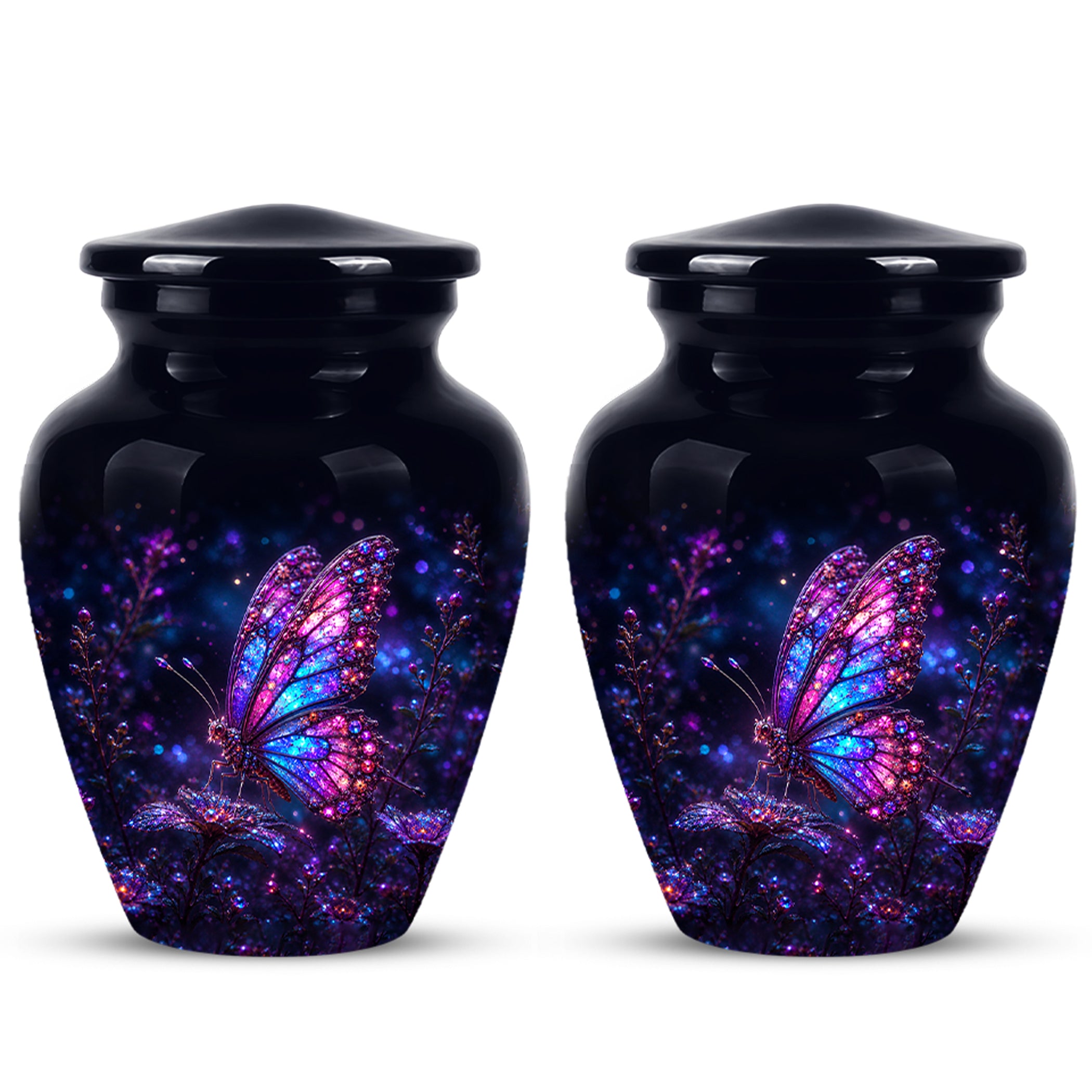 Glowing Purple Butterfly Cremation Urn - Custom Urns For Women Ashes