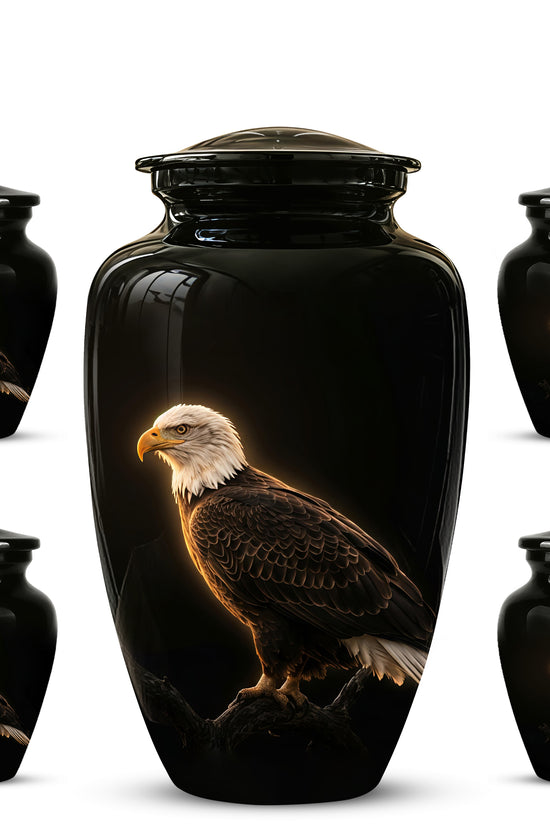 Bald Eagle Cremation Urn - Personalized Black Urns For Human Ashes