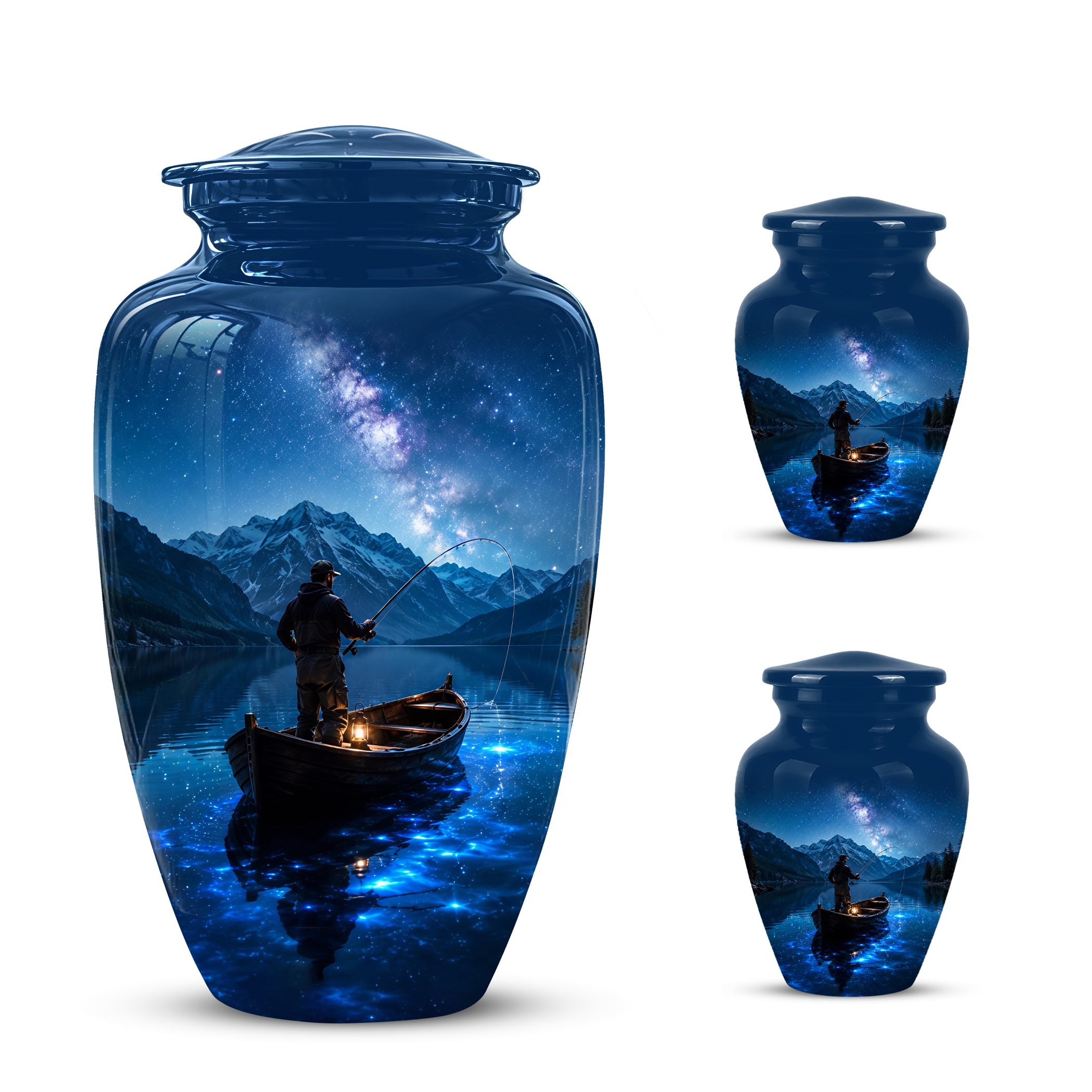 Fisherman Memorial Urn - Night Fishing Urns For Men & Women Ashes