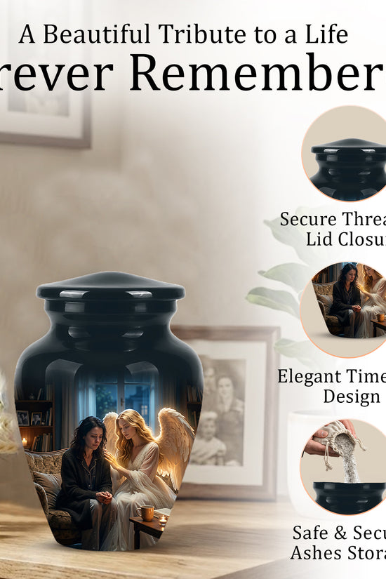 Black Angel Burial Urns - Personalized Memorial Urns For Mother Ashes