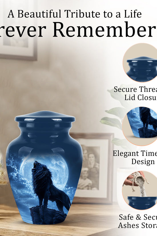 Roaring Lion Cremation Urn - Handcrafted Personalized Urns For Ashes