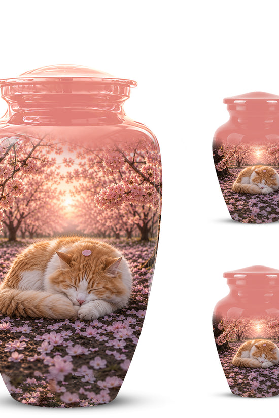 Orange Sleeping Cat - A Peaceful Resting Tribute Urns For Pet Ashes