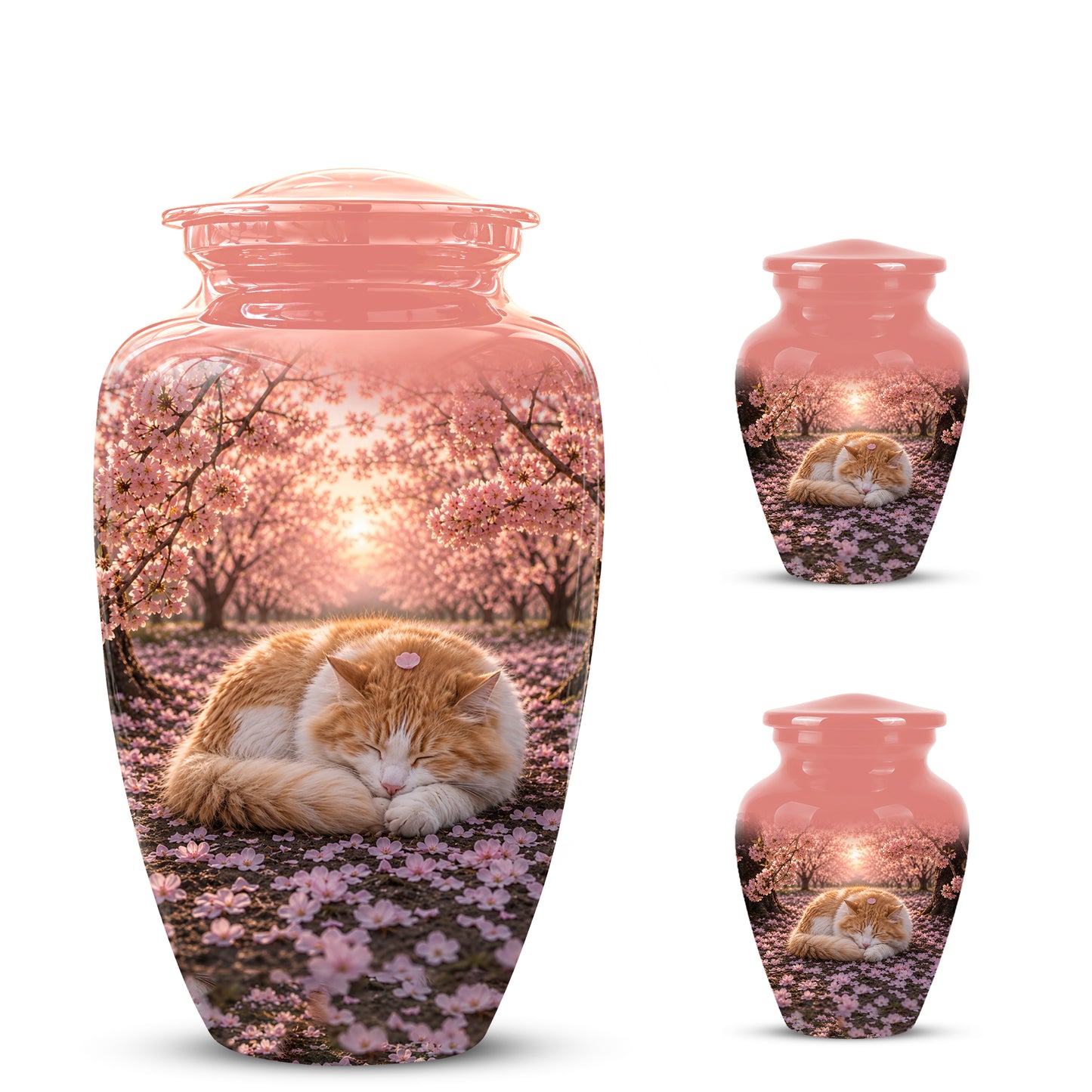 Orange Sleeping Cat - A Peaceful Resting Tribute Urns For Pet Ashes