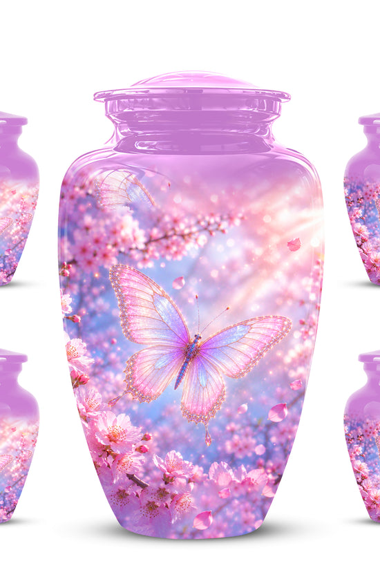 Beautiful Pink Butterfly Cremation Urn - Peaceful Tribute Urns For Mom