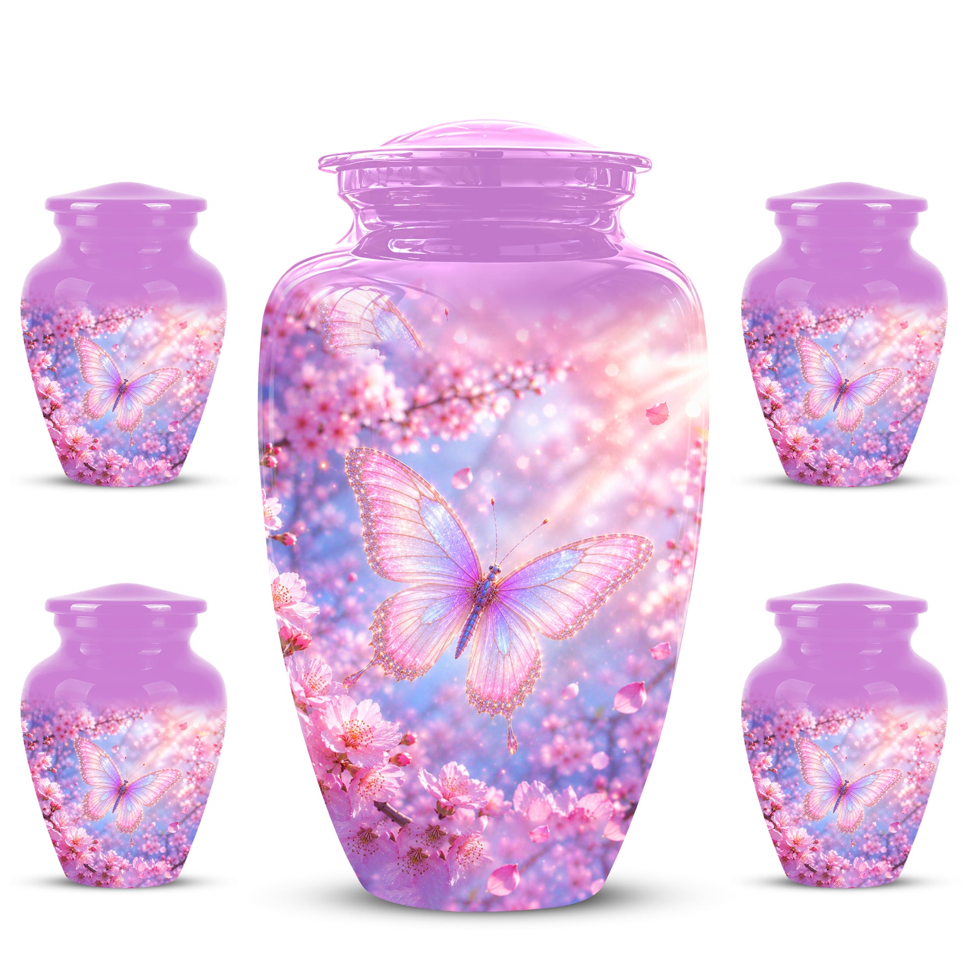 Beautiful Pink Butterfly Cremation Urn - Peaceful Tribute Urns For Mom