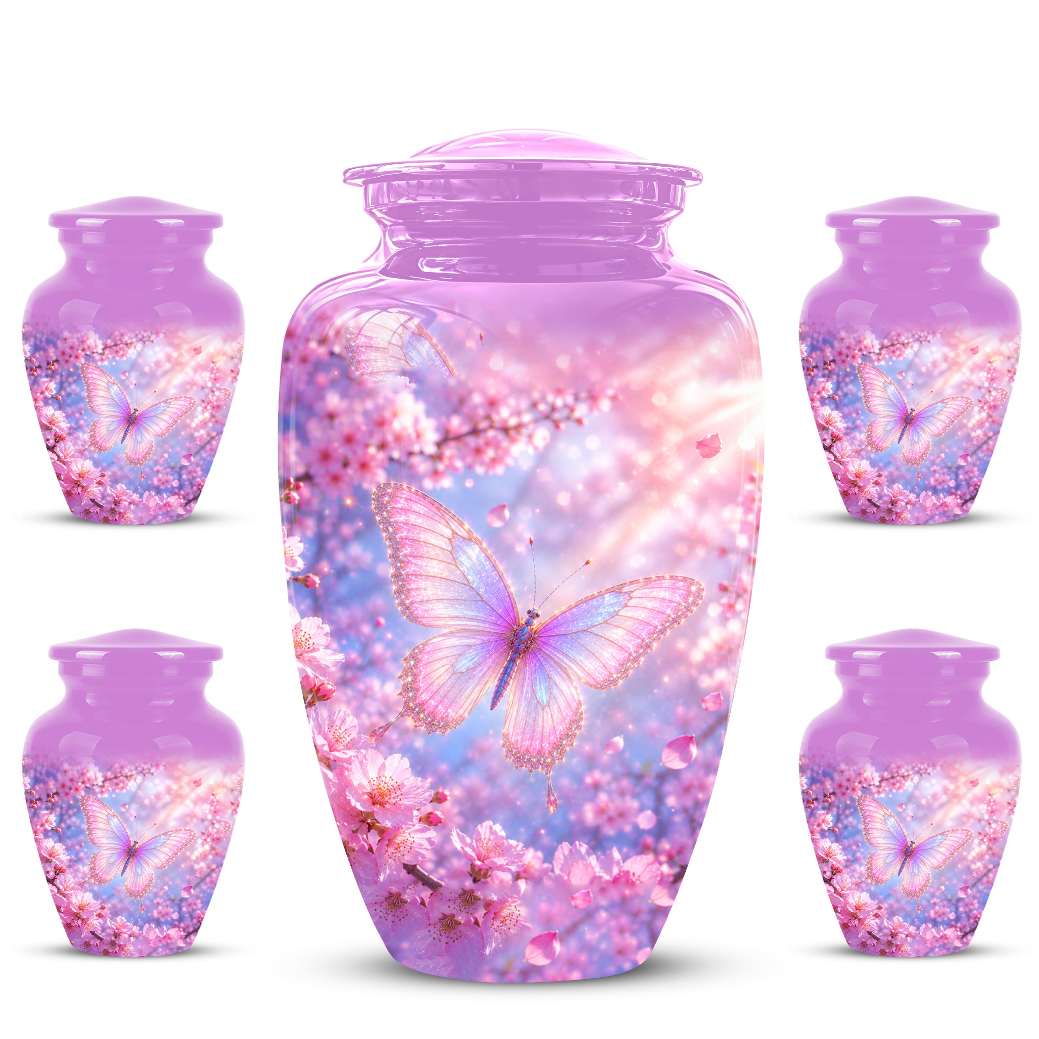 Beautiful Pink Butterfly Cremation Urn - Peaceful Tribute Urns For Mom