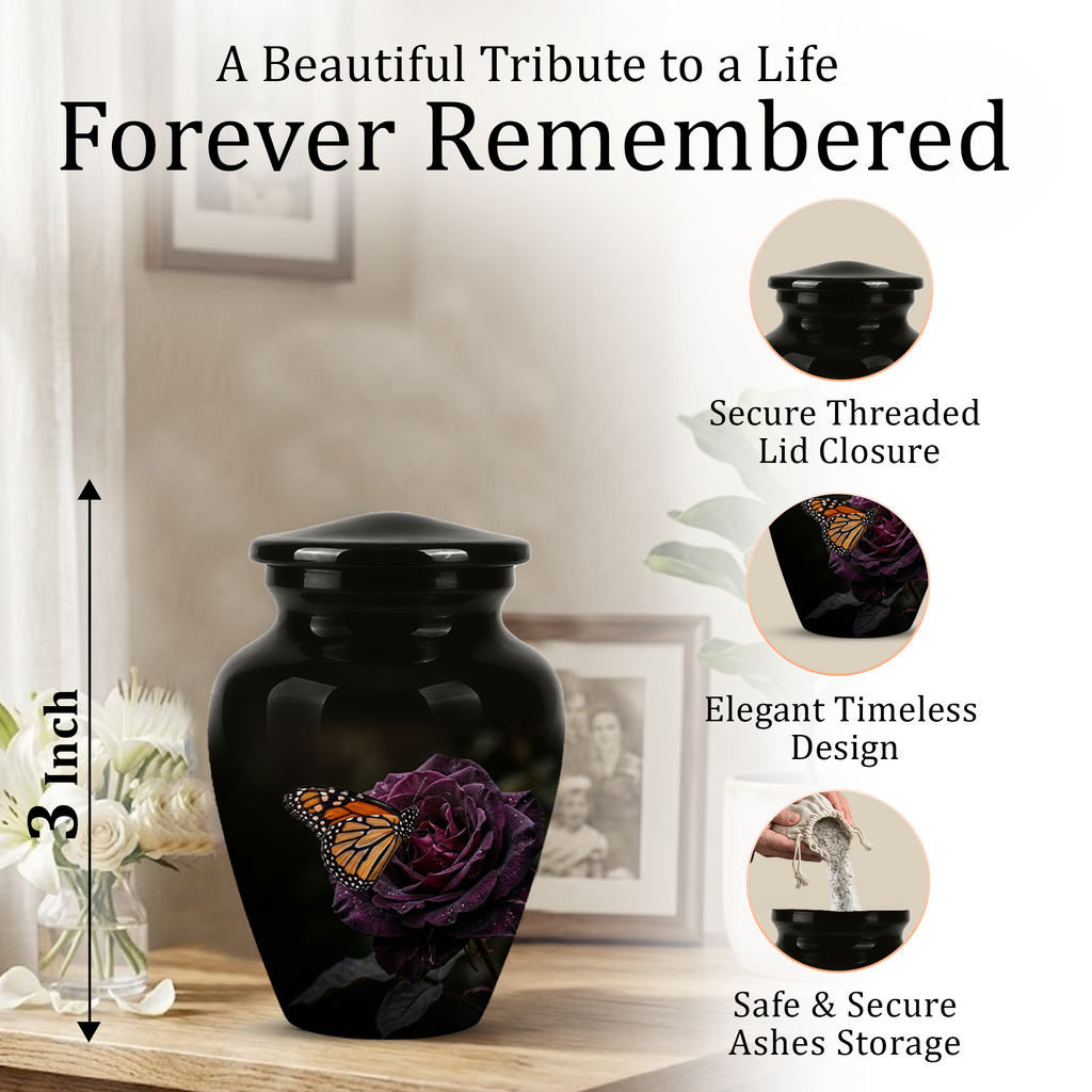 Yellow Butterfly On Purple Flower - Beautiful Burial Urns For Mom Ashes