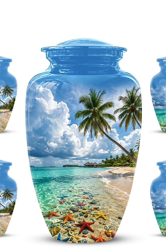 Beach Themed Burial Urn - Blue Sky Memorial Urns For Human Ashes