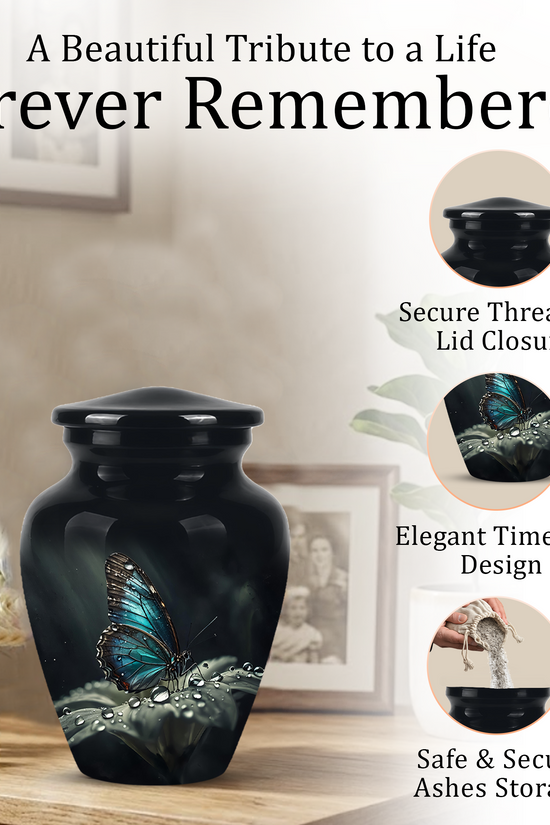 Blue Morpho Butterfly Cremation Urn - Beautiful Burial Urns For Mom Ashes