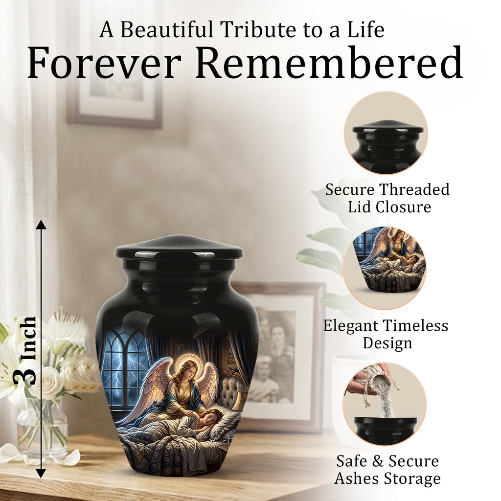 Angel Mom Cremation Urn - Black Memorial Urns For Mother Ashes