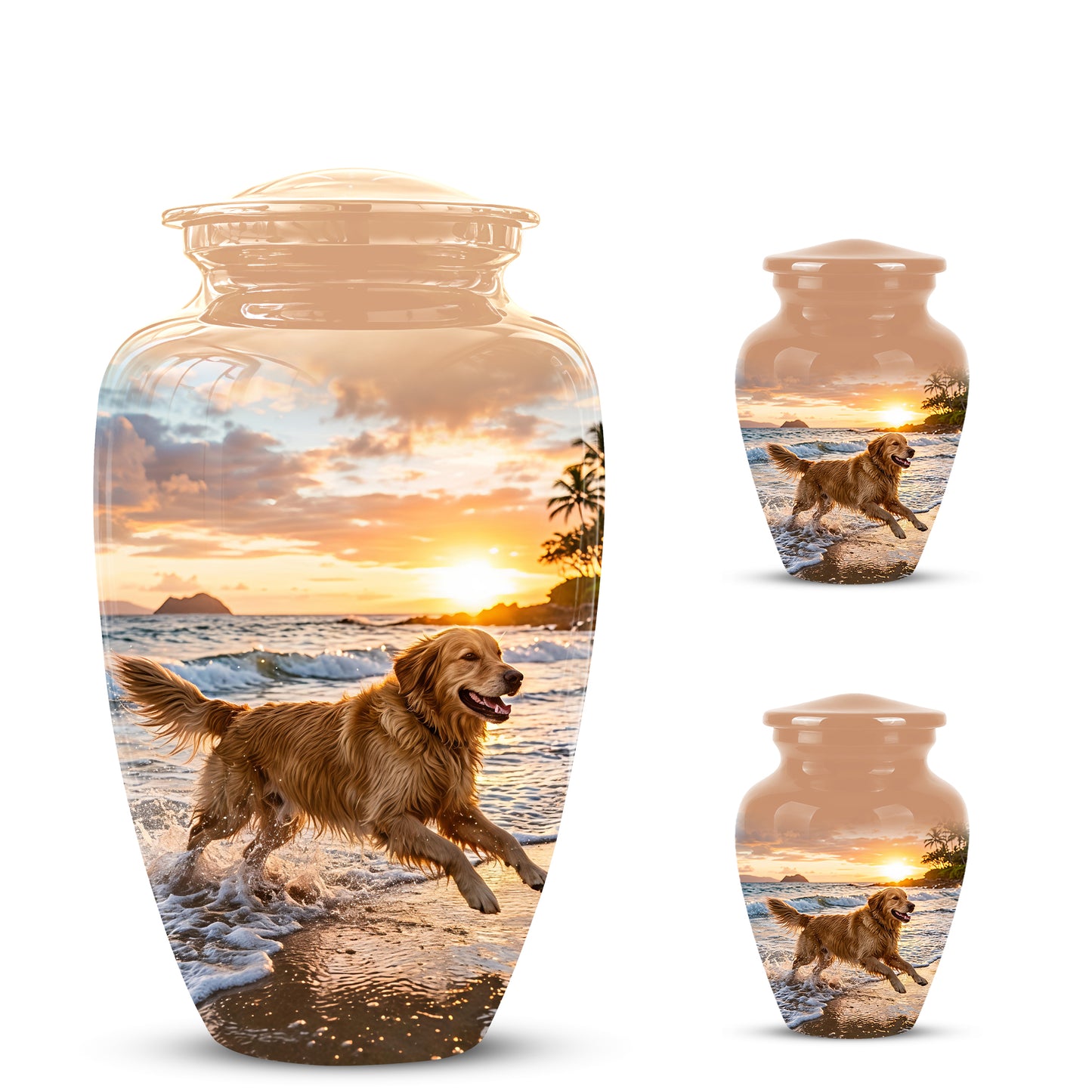 Golden Retriever Themed Urn - Personalized Memorial Urns For Pet Dog