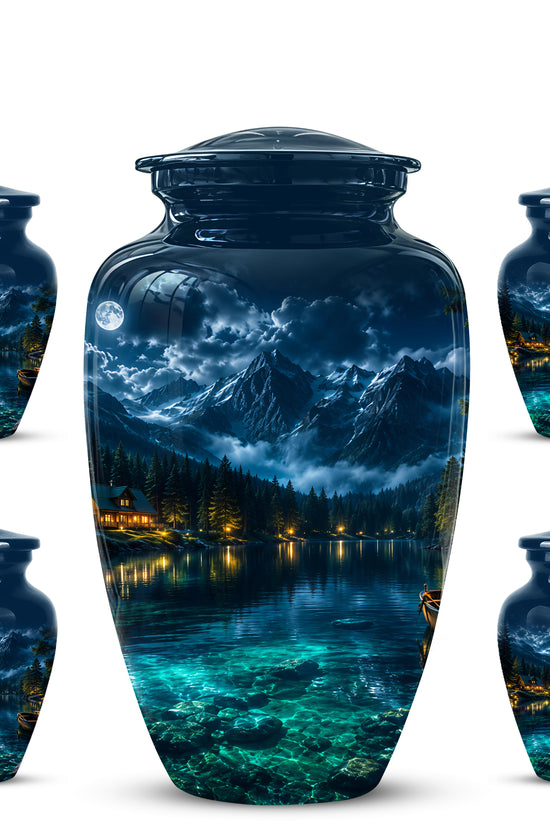 Mountain Lake Cremation Urn - Night Landscape Urns For Human Ashes