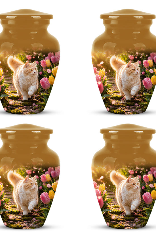 Brown Cat Cremation Urn - Custom Handcrafted Burial Urns For Pet Ashes