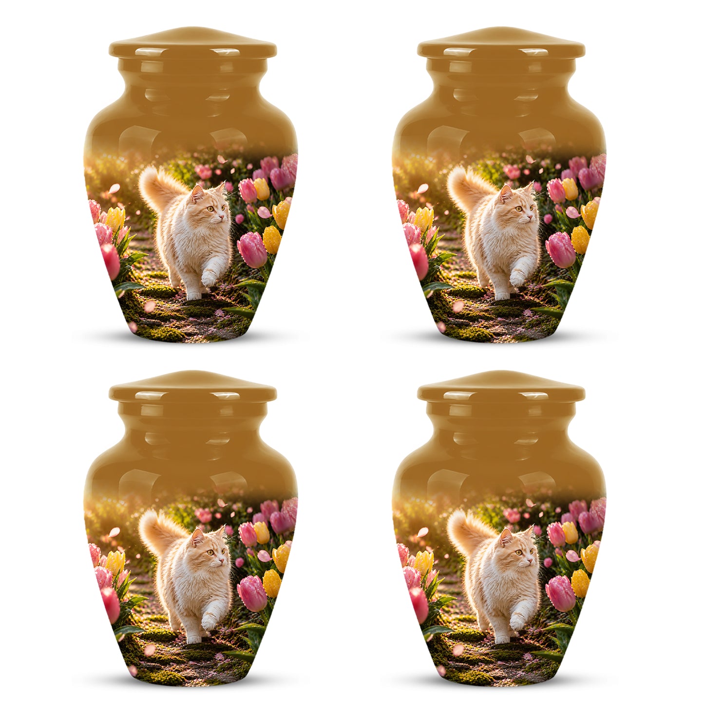 Brown Cat Cremation Urn - Custom Handcrafted Burial Urns For Pet Ashes