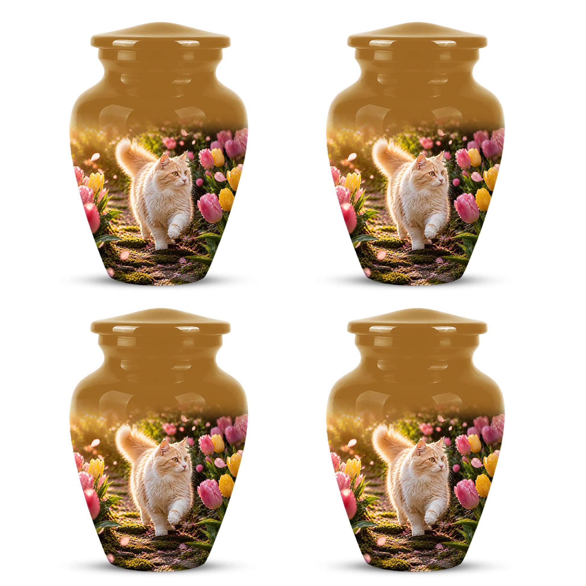 Brown Cat Cremation Urn - Custom Handcrafted Burial Urns For Pet Ashes