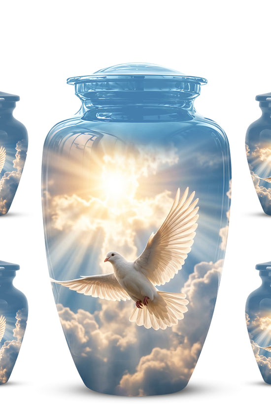 White Dove Bird Themed Urn - Custom Handcrafted Memorial Urns For Ashes