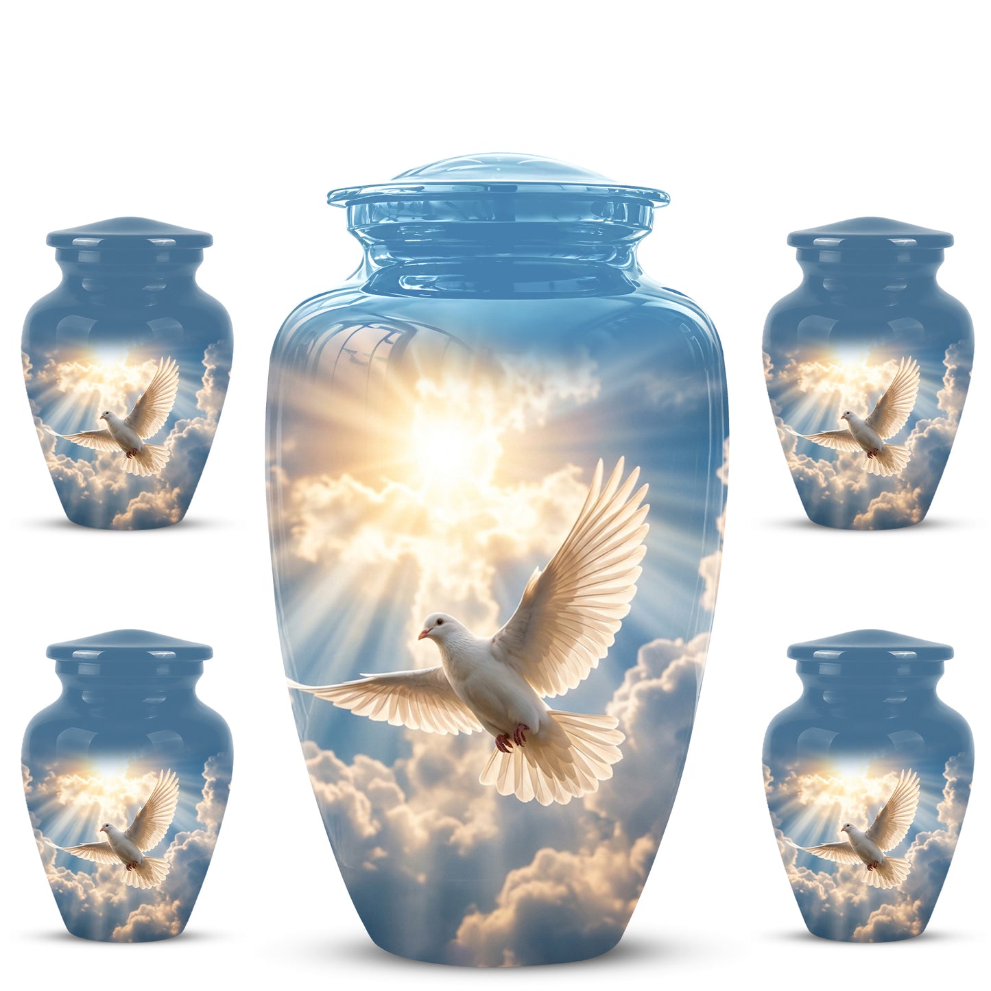 White Dove Bird Themed Urn - Custom Handcrafted Memorial Urns For Ashes