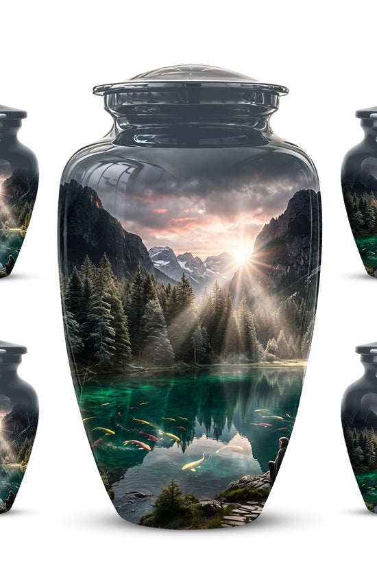 Mountain Lake Cremation Urn - Elegant Nature Urns For Human Ashes