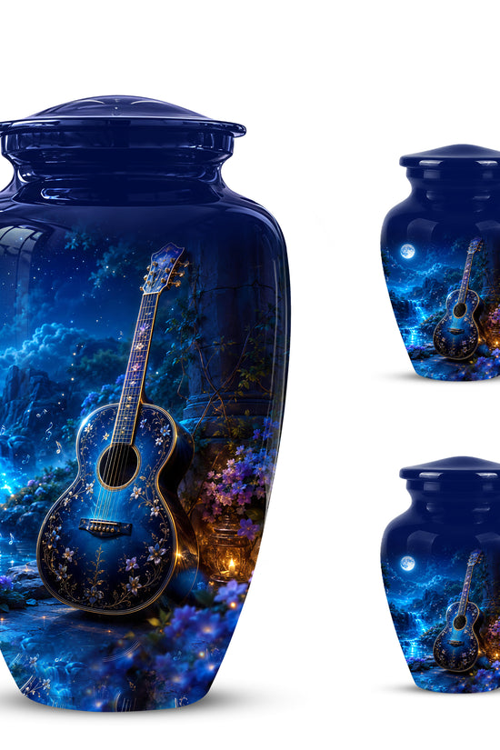 Blue Guitar Moonlight Urn - Beautiful Artistic Urns For Music Lovers