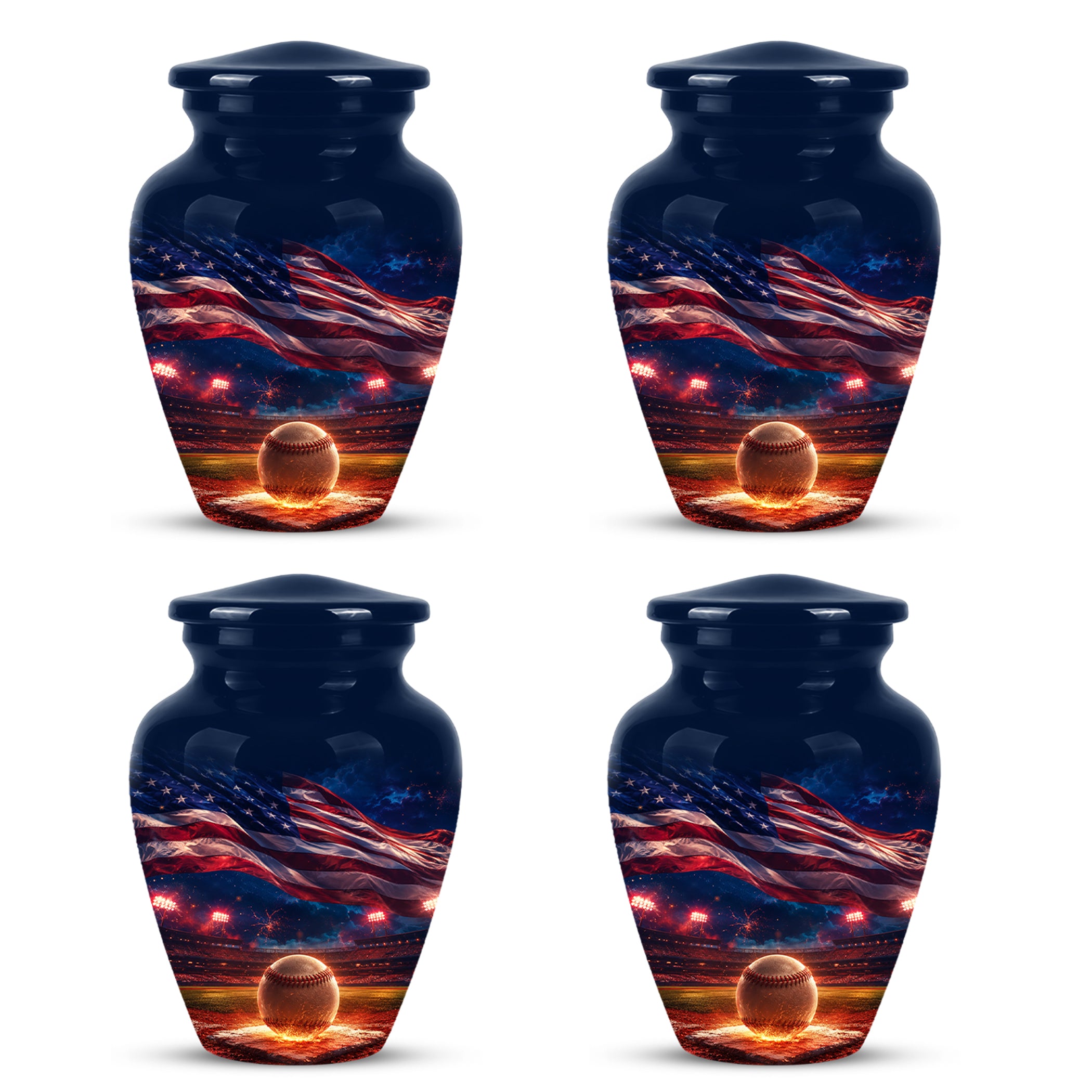 Baseball With American Flag - Custom Baseball Urns For Patriotic Human