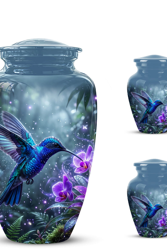 Flying Blue Hummingbird Urn - Majestic Memorial Urns For Human Ashes