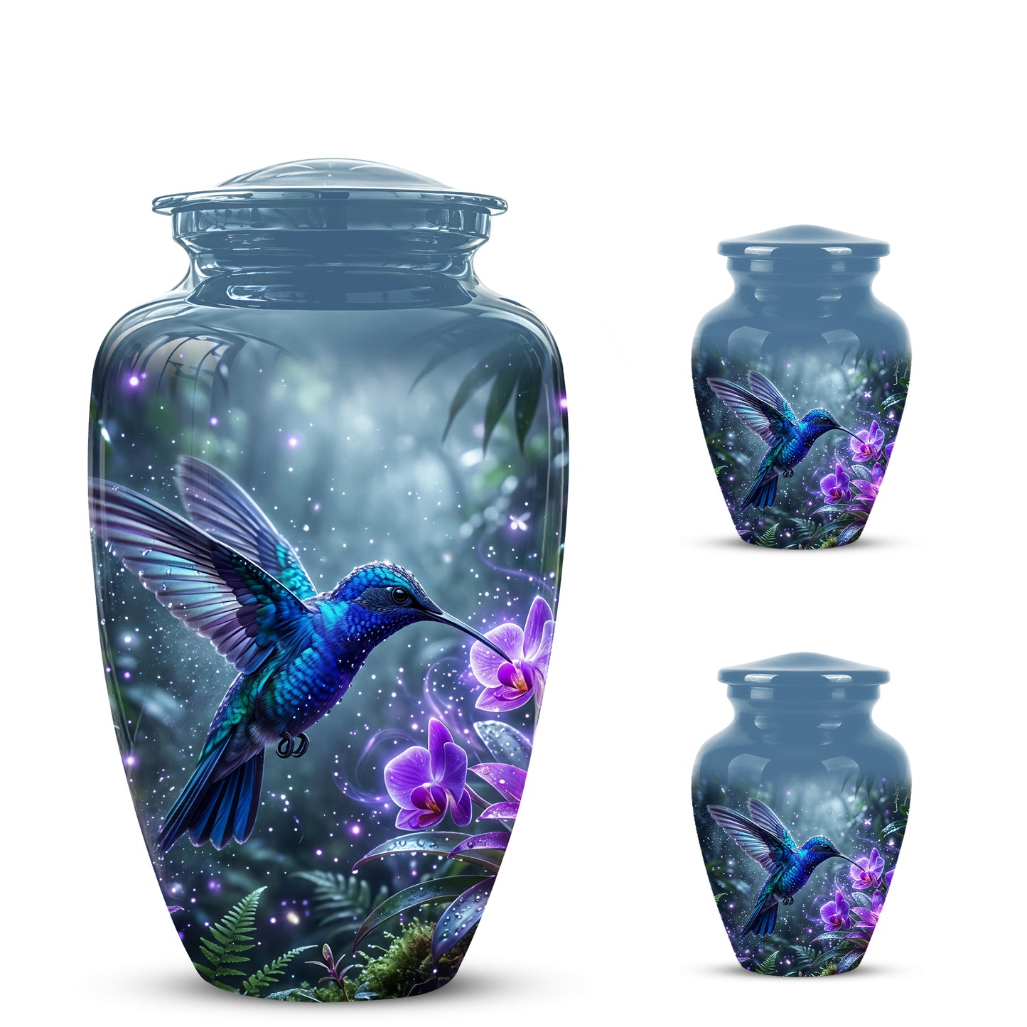 Flying Blue Hummingbird Urn - Majestic Memorial Urns For Human Ashes