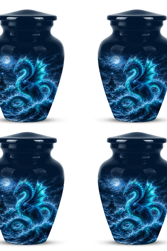 Mystical Blue Dragon Cremation Urn - Custom Handmade Burial Urns