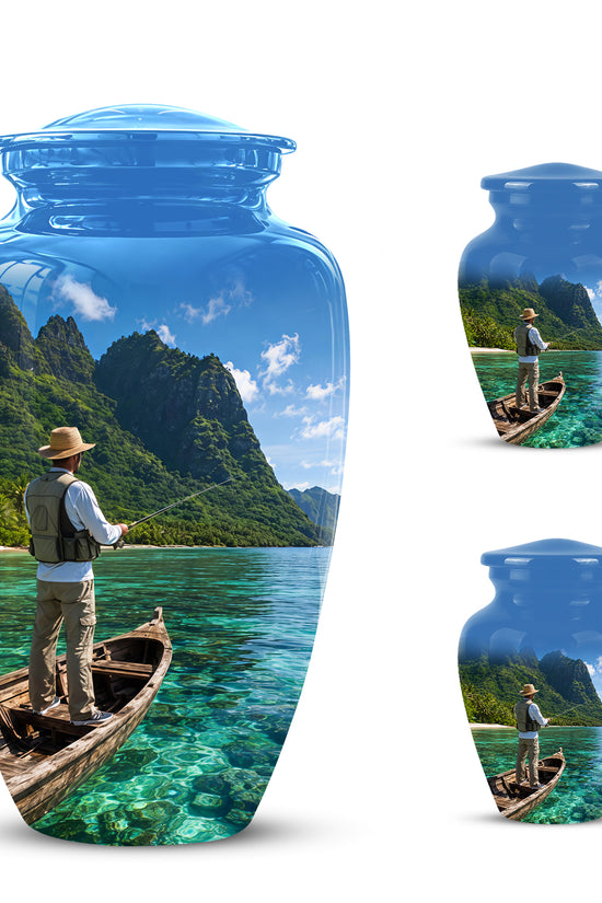 Father Fishing Cremation Urn - Majestic Memorial Urns For Human Ashes