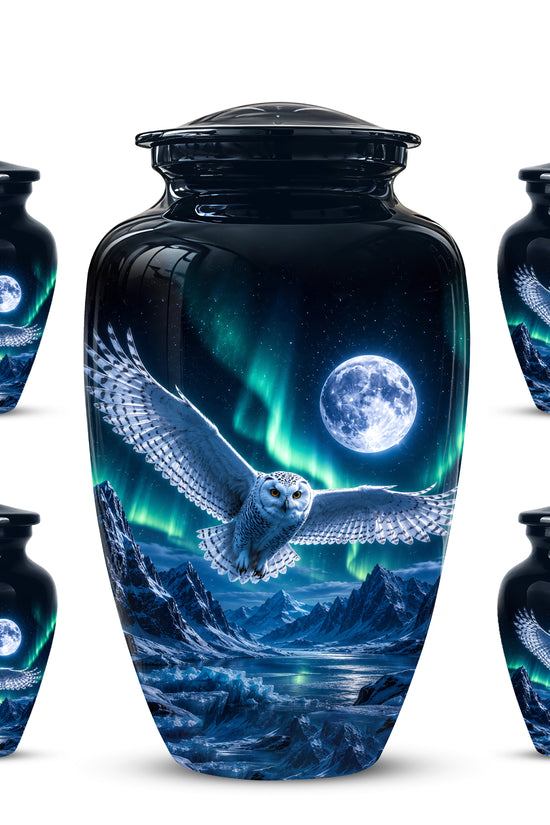 Flying Owl Adult Memorial Urn - Artistic Handcrafted Burial Urns For Ashes