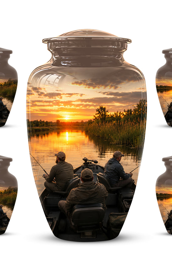 Fisherman Sunset Cremation Urn - Personalized Burial Urns For Ashes