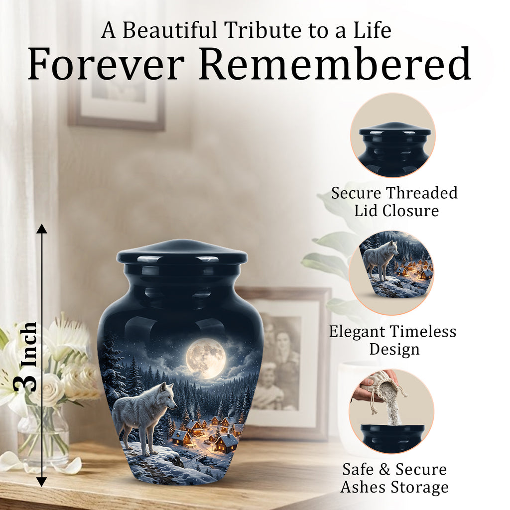Moonlit Wolf Urn for Ashes - Custom Memorial Urn For Human Ashes