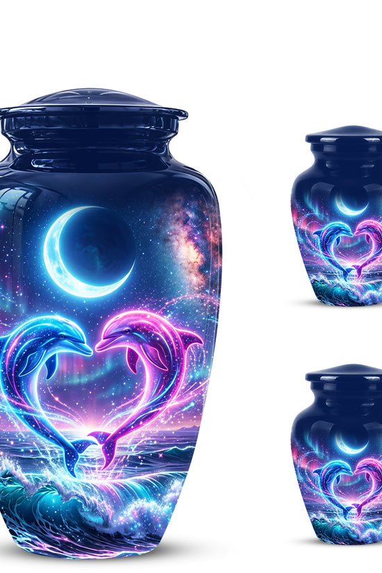 Heart Dolphin Cremation Urn for Ashes – Celestial Moon Memorial Urns