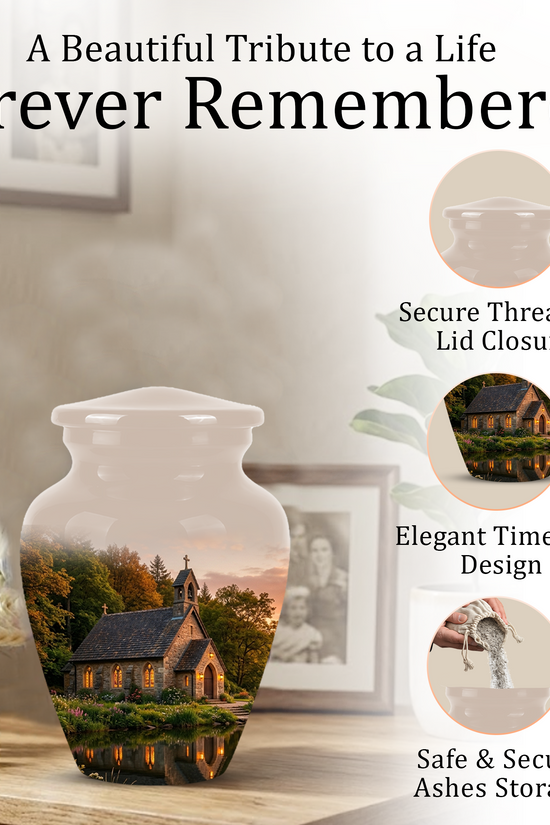 Christian Church Cross Burial Urn - Spiritual Burial Urns For Human Ashes
