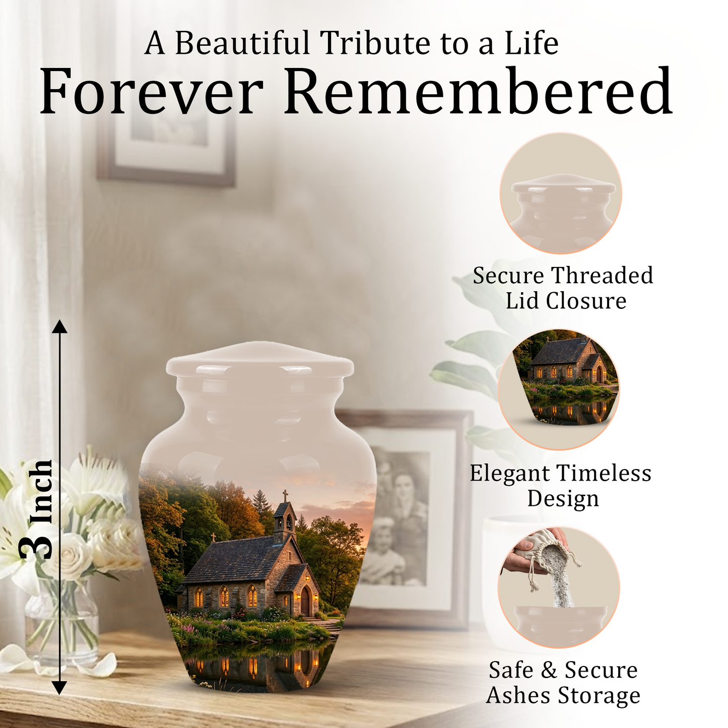 Christian Church Cross Burial Urn - Spiritual Burial Urns For Human Ashes