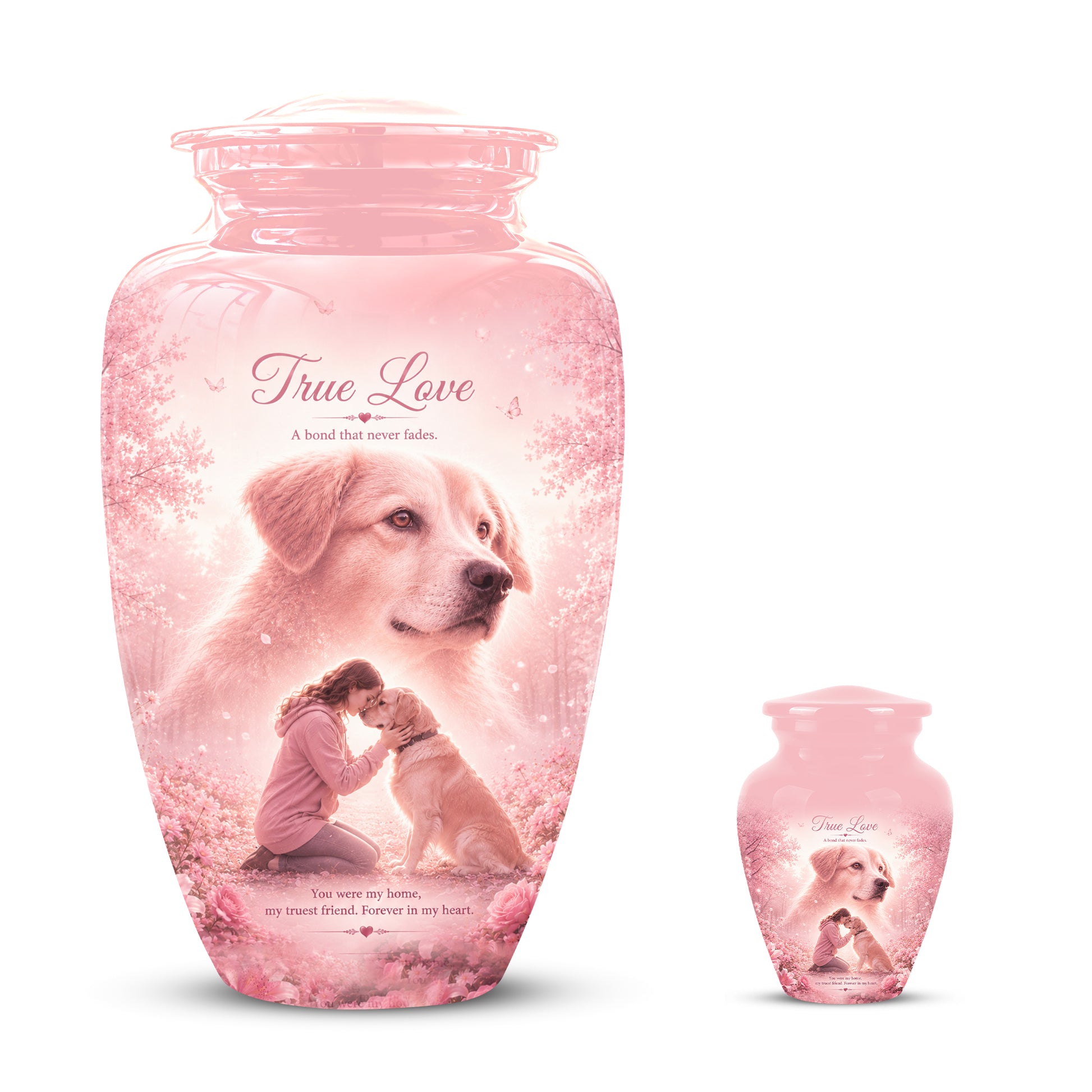 Pink Pet Dog Memorial Urn – Dog Burial Urn for Pets Ashes
