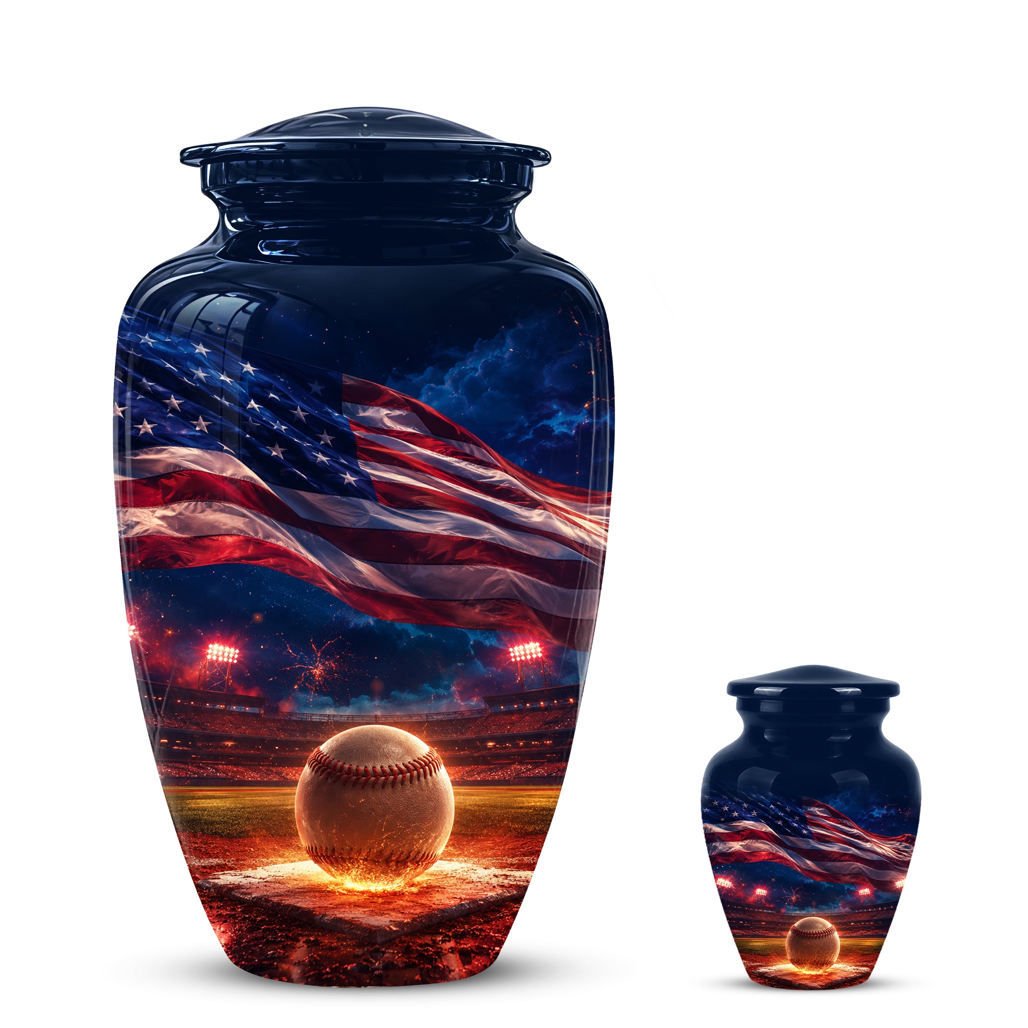 Patriotic Baseball Cremation Urn - Custom American Flag Urns For Athletes