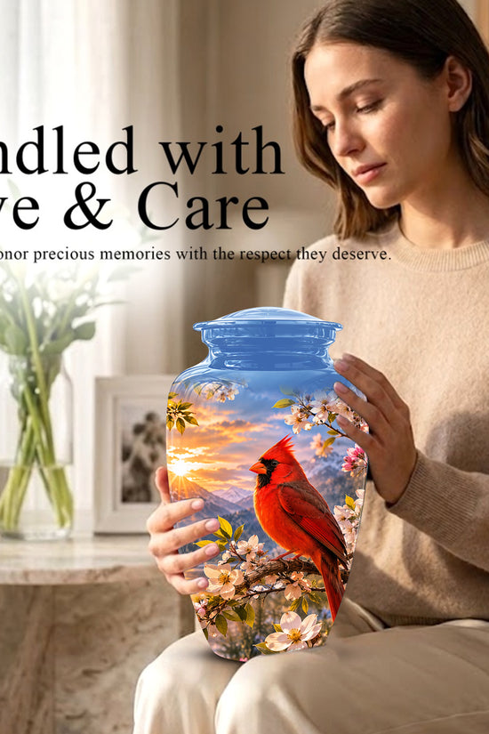 Red Cardinal Bird Cremation Urns - Beautiful Memorial Urns For Ashes