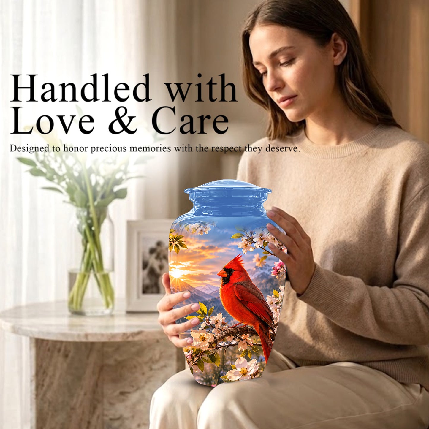 Red Cardinal Bird Cremation Urns - Beautiful Memorial Urns For Ashes