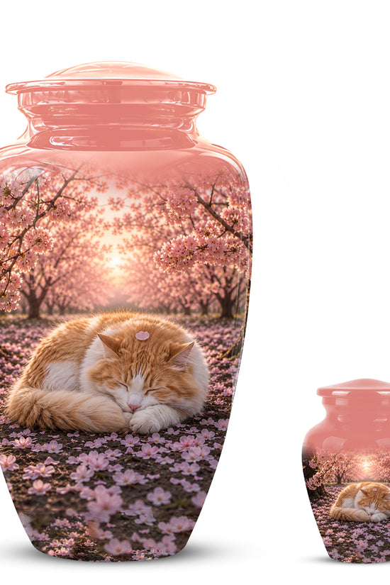 Orange Sleeping Cat - A Peaceful Resting Tribute Urns For Pet Ashes
