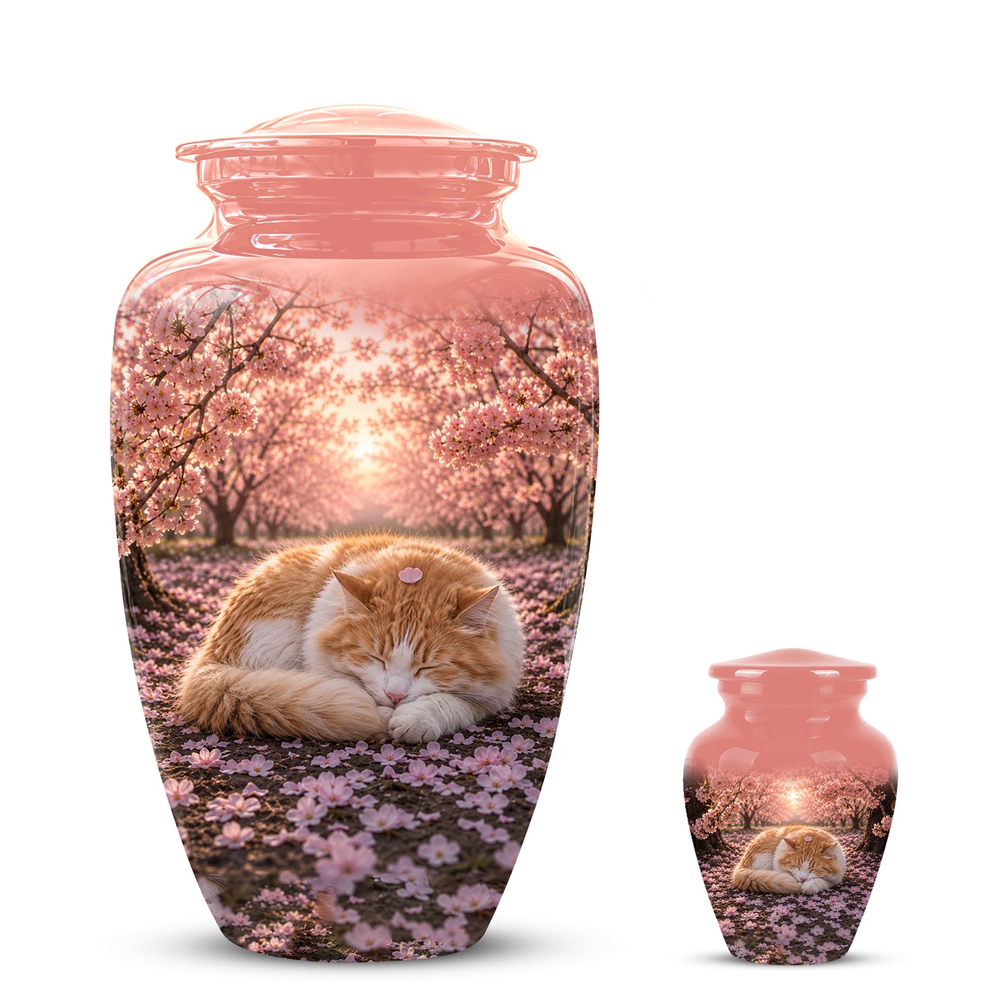 Orange Sleeping Cat - A Peaceful Resting Tribute Urns For Pet Ashes