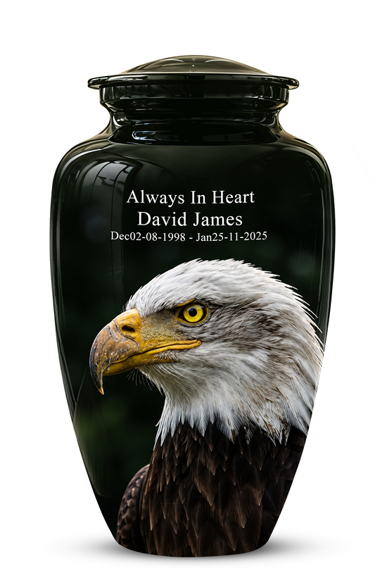 Patriotic Eagle Cremation Urn - Black Memorial Father Urns For Ashes