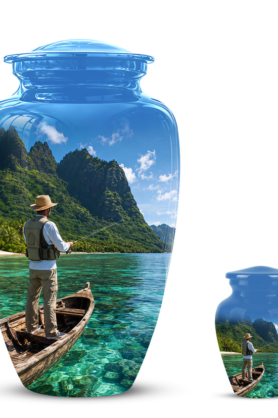 Father Fishing Cremation Urn - Majestic Memorial Urns For Human Ashes