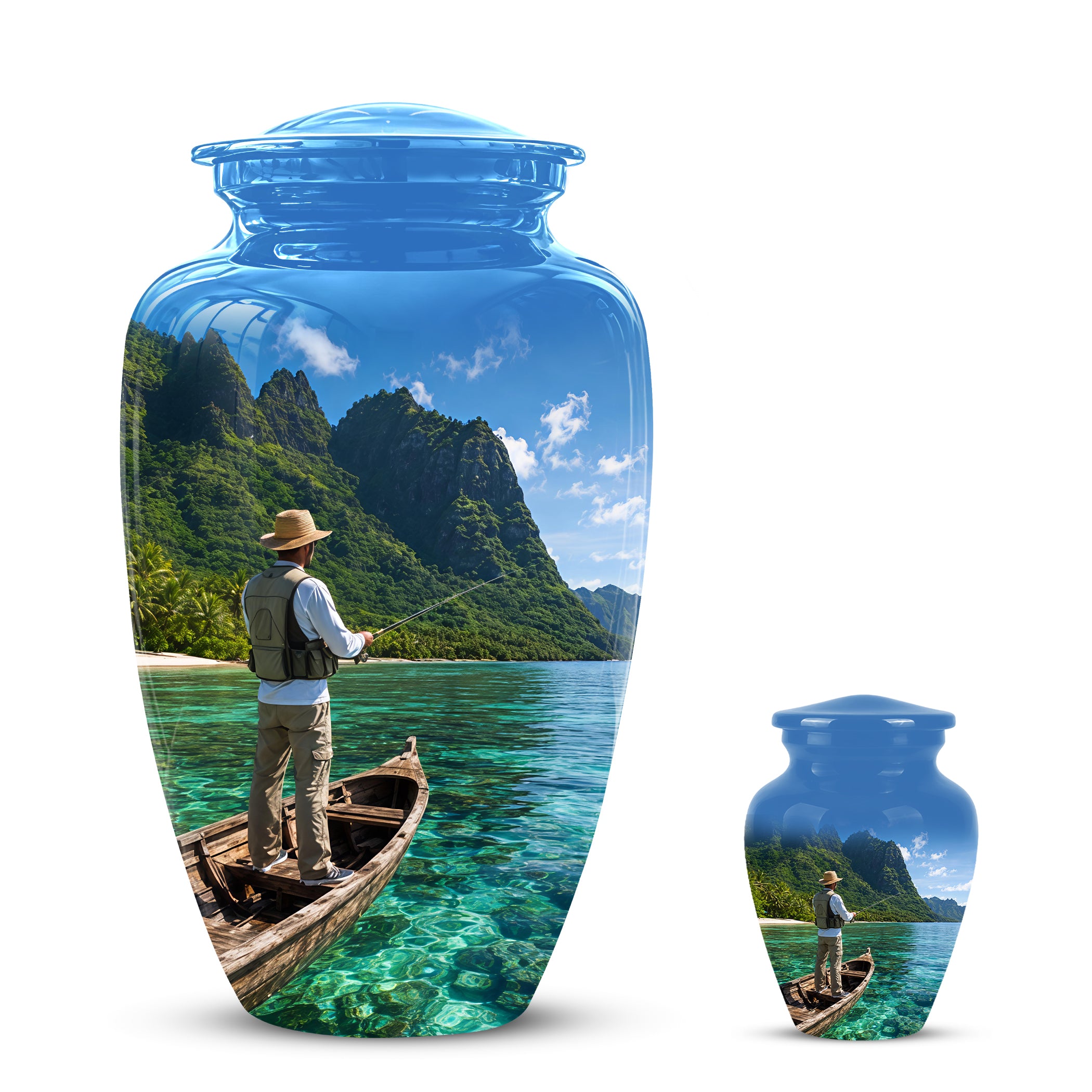Father Fishing Cremation Urn - Majestic Memorial Urns For Human Ashes