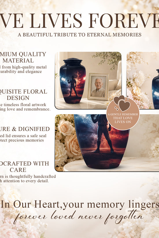 Personalized Baseball Player Cremation Urn - Handcrafted Memorial Urns For Ashes