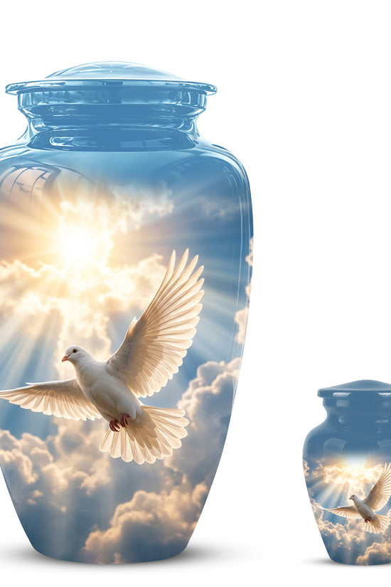White Dove Bird Themed Urn - Custom Handcrafted Memorial Urns For Ashes